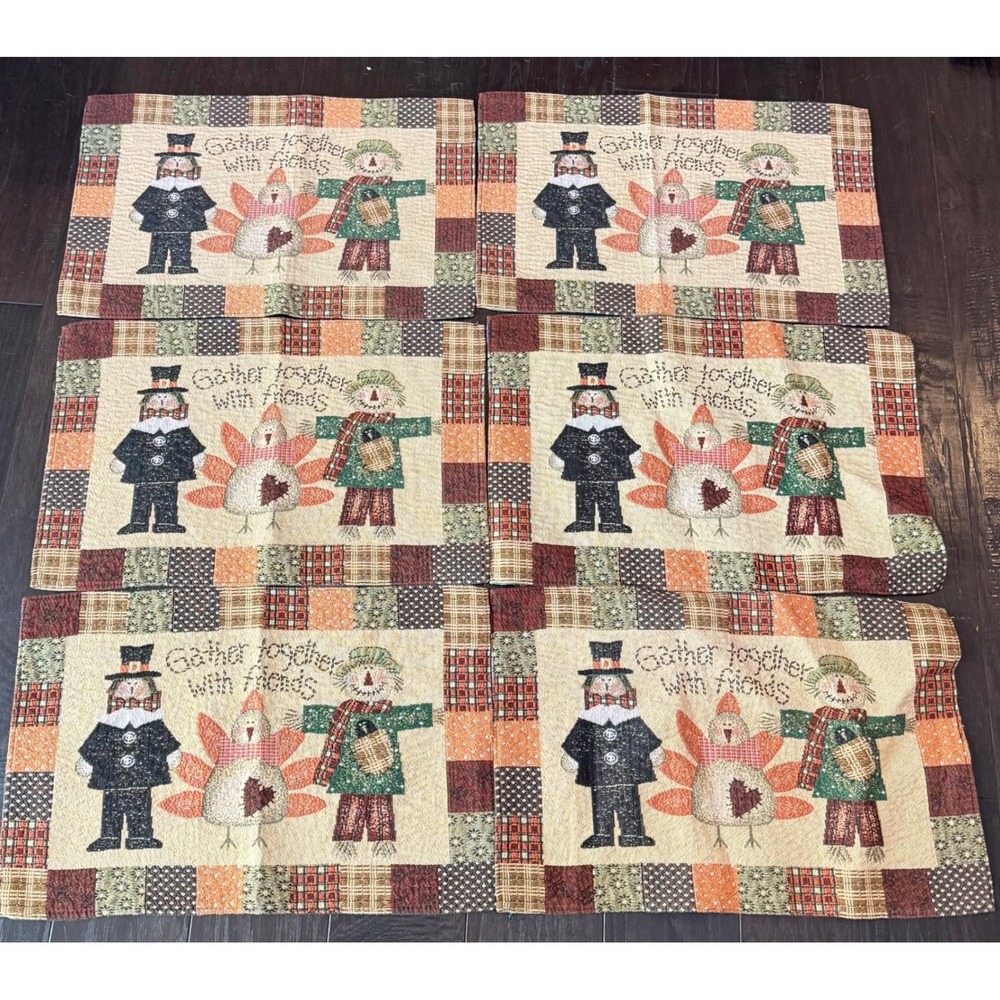 Placemats Multicolor Thanksgiving Tapestry Set of 6 Fall Autumn Rustic